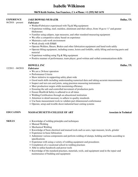 welder fabricator resume template